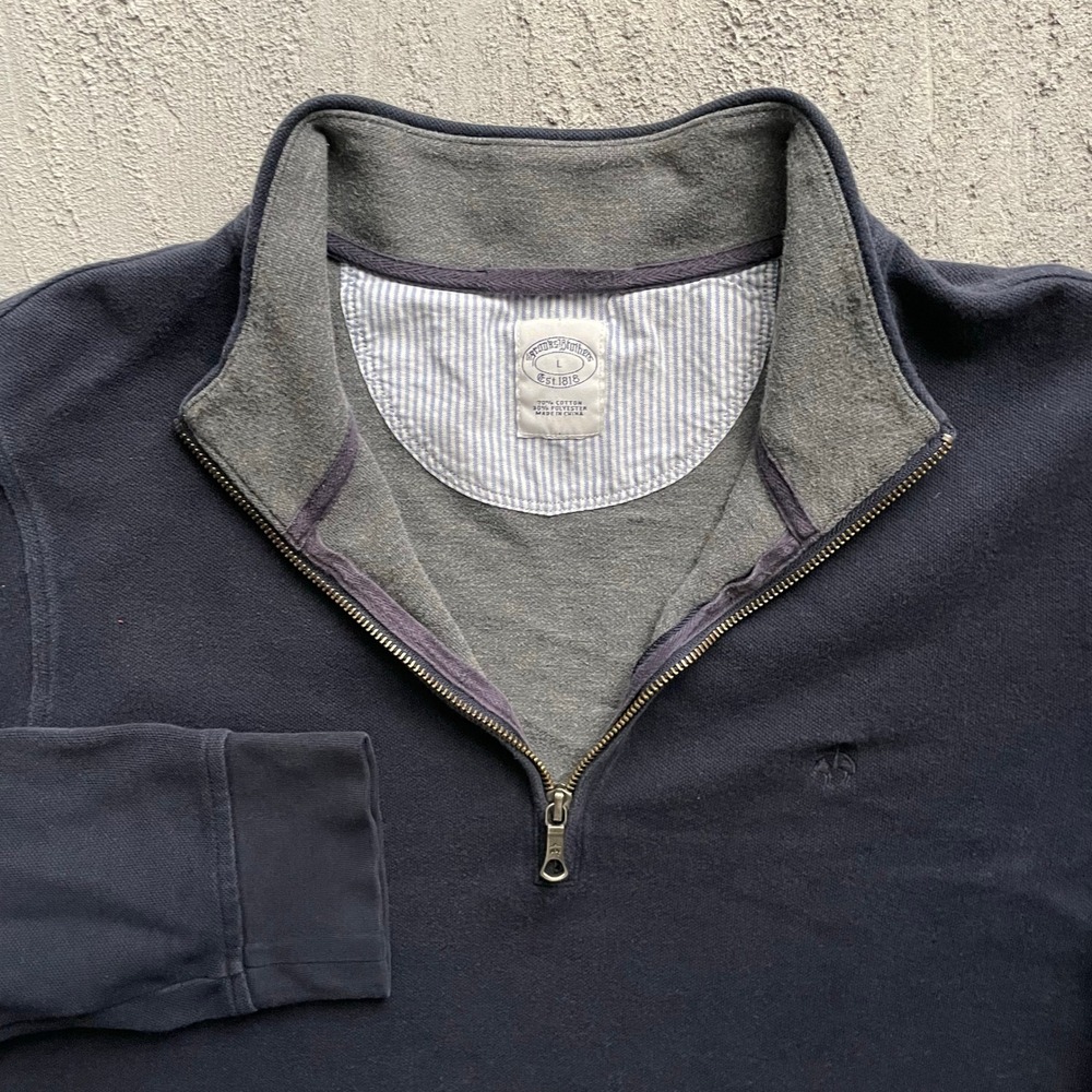 Brooks Brothers Quarter Zip Pullover Mens Large Navy Blue